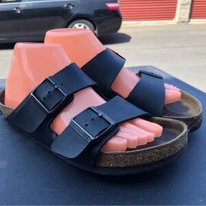 Birkenstock Arizona Unisex's Black Leather Sandals Men’s US 5 Women’s 7